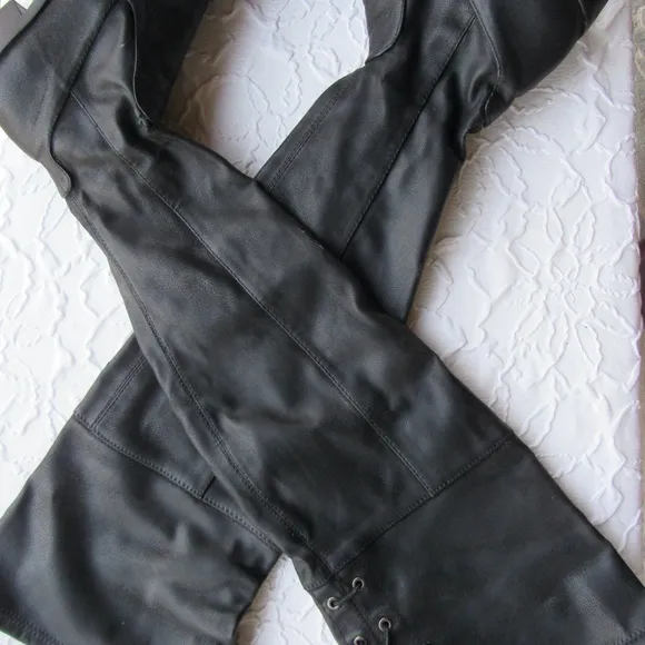 Vince Camuto 38 8.5 8 1/2  Womens Over The Knee Boots Black Lave Up Back Zip