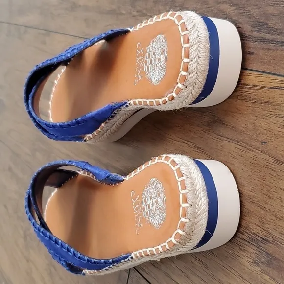 Vince Camuto Belisnda Leather Crossband Slide Platform Sandles Size 8W