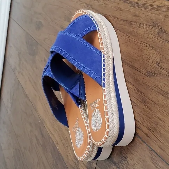 Vince Camuto Belisnda Leather Crossband Slide Platform Sandles Size 8W