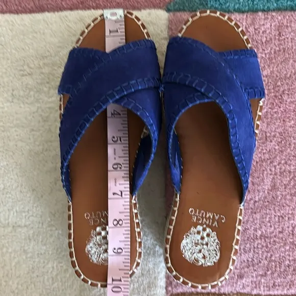Vince Camuto Belisnda Leather Crossband Slide Platform Sandles Size 8W