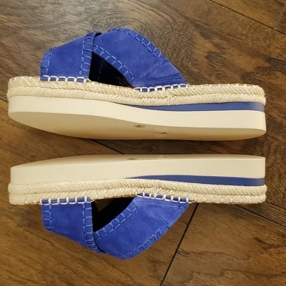 Vince Camuto Belisnda Leather Crossband Slide Platform Sandles Size 8W