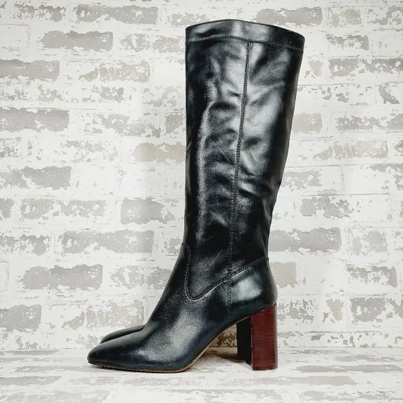 Vince Camuto Caseyl Black Leather Heeled Tall Boots M371