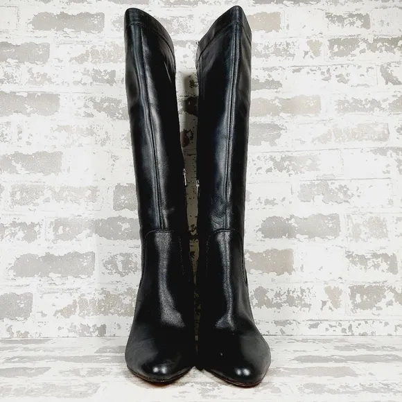 Vince Camuto Caseyl Black Leather Heeled Tall Boots M371