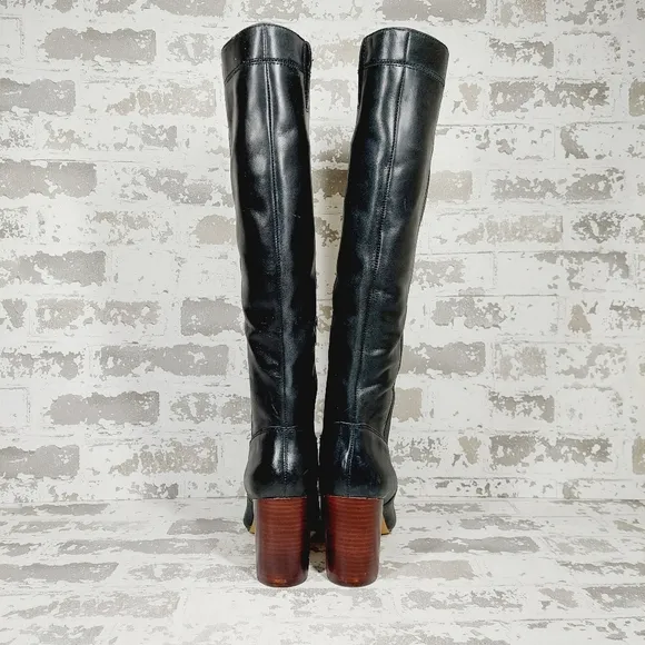 Vince Camuto Caseyl Black Leather Heeled Tall Boots M371