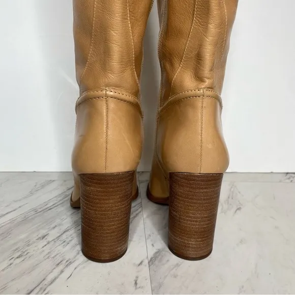 Vince Camuto Evangee Tan Leather Heeled Tall Boot 8 1/2 M