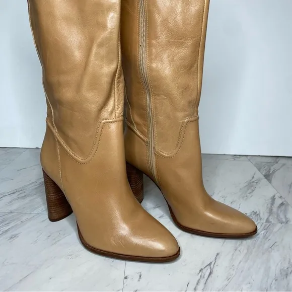Vince Camuto Evangee Tan Leather Heeled Tall Boot 8 1/2 M