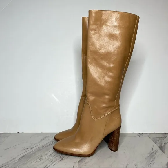Vince Camuto Evangee Tan Leather Heeled Tall Boot 8 1/2 M
