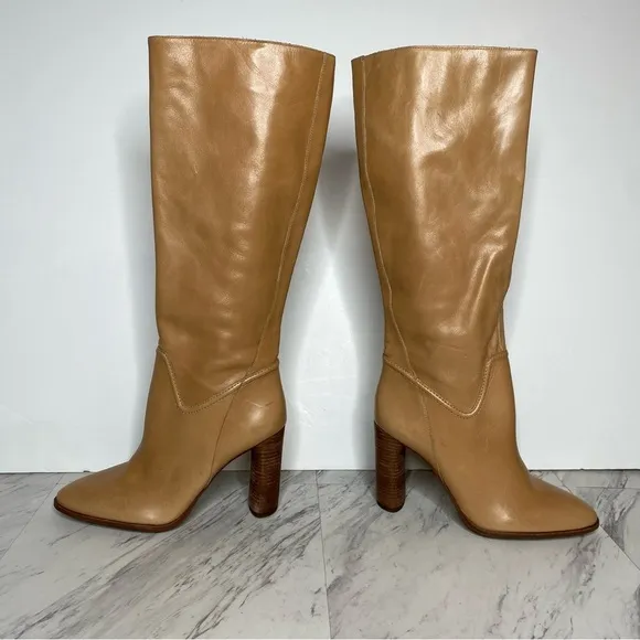Vince Camuto Evangee Tan Leather Heeled Tall Boot 8 1/2 M