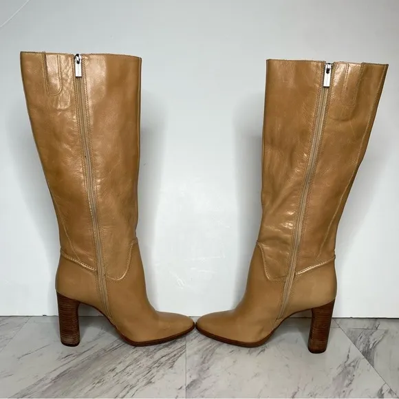 Vince Camuto Evangee Tan Leather Heeled Tall Boot 8 1/2 M