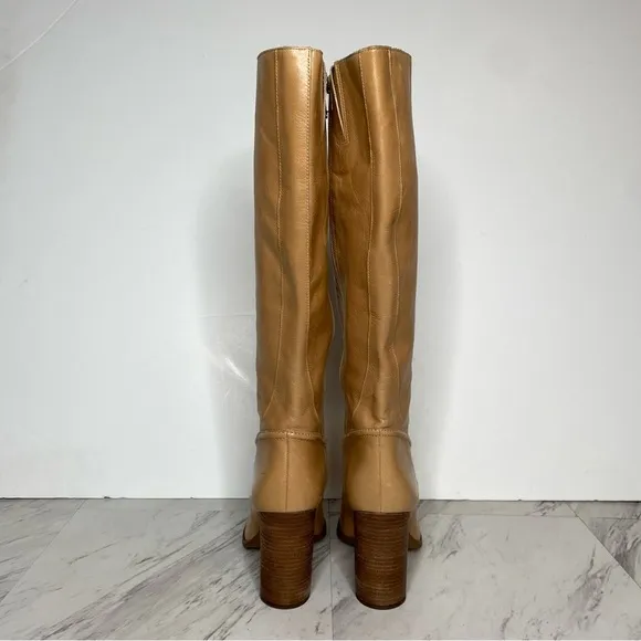 Vince Camuto Evangee Tan Leather Heeled Tall Boot 8 1/2 M