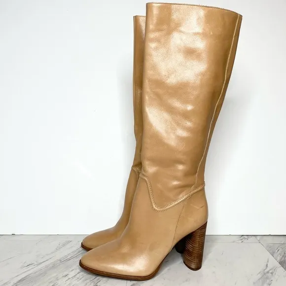Vince Camuto Evangee Tan Leather Heeled Tall Boot 8 1/2 M