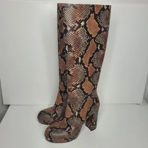 Vince Camuto Jesting Python Snakeskin Print Leather Platform Tall Boots size 9