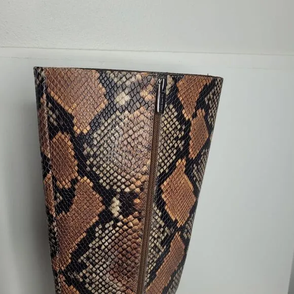 Vince Camuto Jesting Python Snakeskin Print Leather Platform Tall Boots size 9