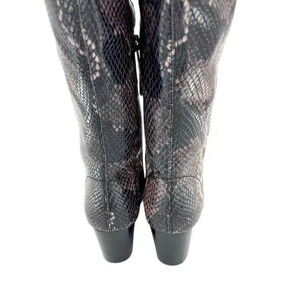 Vince Camuto Nestel Boots Snake Print Block Heel Knee High SZ 6 New