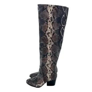Vince Camuto Nestel Boots Snake Print Block Heel Knee High SZ 6 New