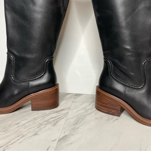 Vince Camuto Vuliann Black Leather Tall Boot 7 1/2 M