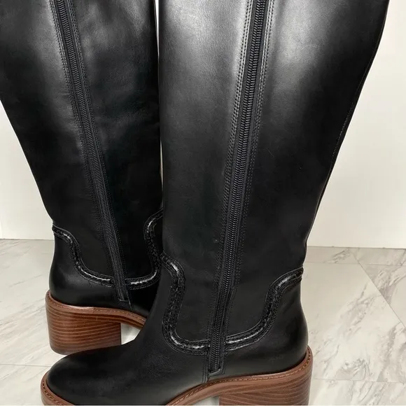 Vince Camuto Vuliann Black Leather Tall Boot 7 1/2 M
