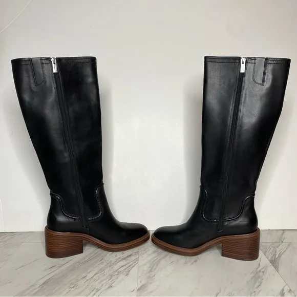 Vince Camuto Vuliann Black Leather Tall Boot 7 1/2 M