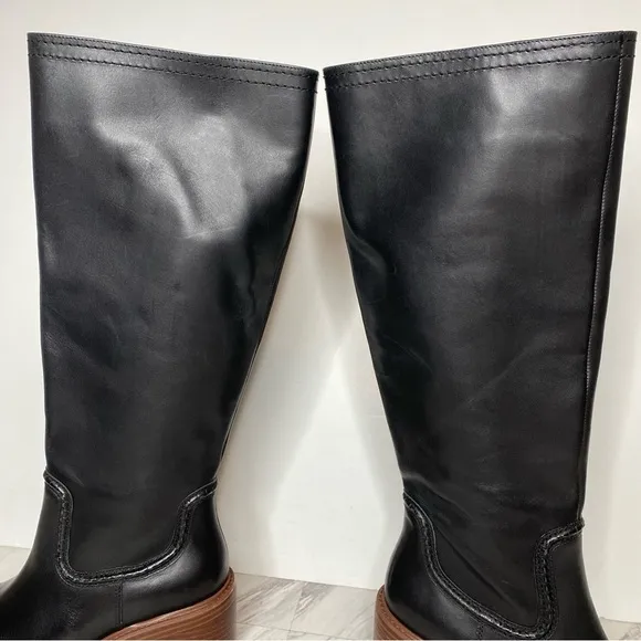Vince Camuto Vuliann Black Leather Tall Boot 7 1/2 M