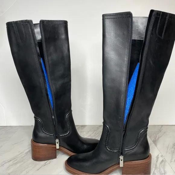 Vince Camuto Vuliann Black Leather Tall Boot 7 1/2 M