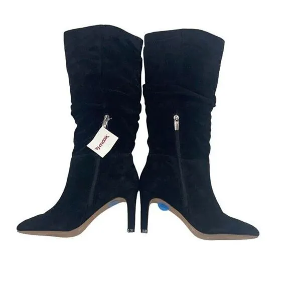 Vince Camuto Womens Suede VP-Larink Heeled Tall Boots Black Size 6.5 NWT