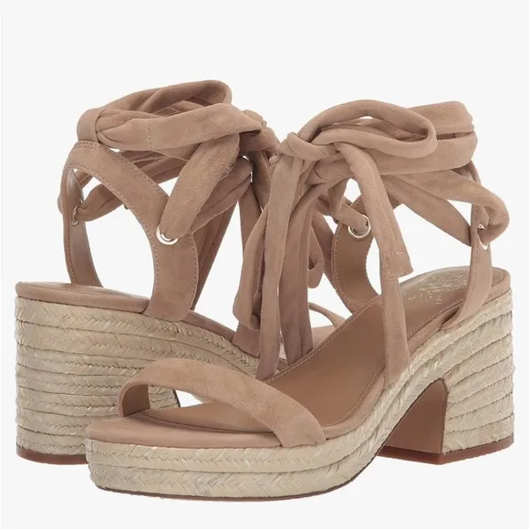 Vince CamutoRoreka Ankle-Tie Espadrille Platform Sandals NWT SZ 9