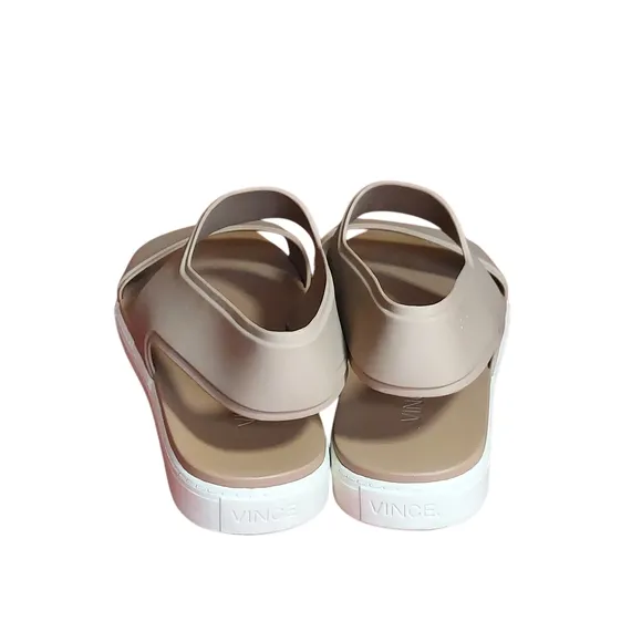 Vince Eres White and Tan Rubber Platform  Sandals with Sleek Straps Slip On