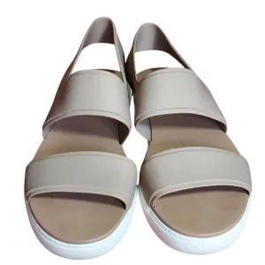 Vince Eres White and Tan Rubber Platform  Sandals with Sleek Straps Slip On