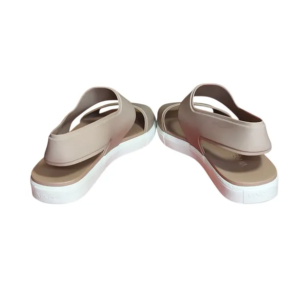 Vince Eres White and Tan Rubber Platform  Sandals with Sleek Straps Slip On