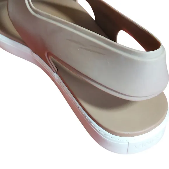 Vince Eres White and Tan Rubber Platform  Sandals with Sleek Straps Slip On
