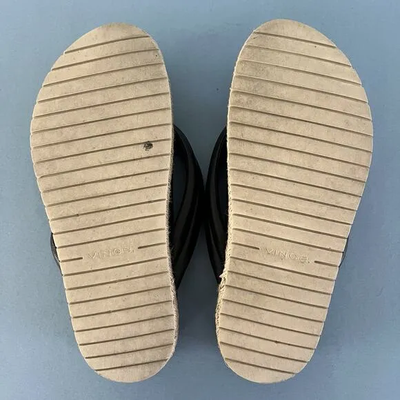 Vince Forest Black Espadrille Thong Platform Slide Sandals
