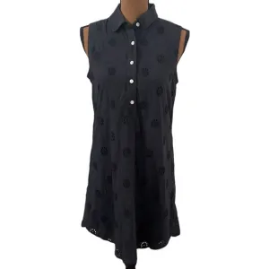 Vineyard vines black cotton eyelet sleeveless shirt dress size 2
