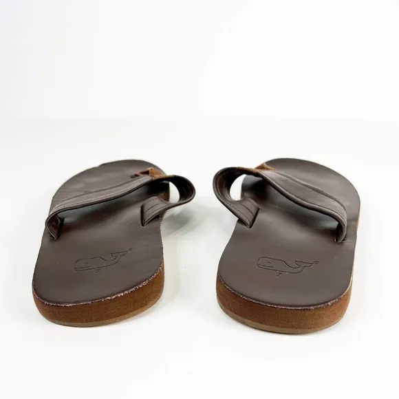 Vineyard Vines mens brown leather sandals flip flops Size 7