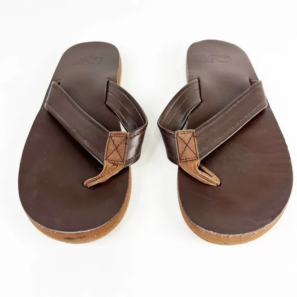 Vineyard Vines mens brown leather sandals flip flops Size 7