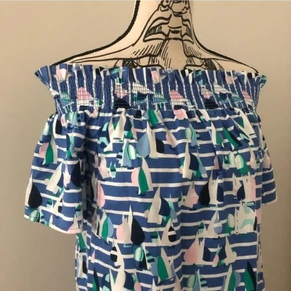 Vineyard Vine Harbour Scene Off Shoulder Dress XXS