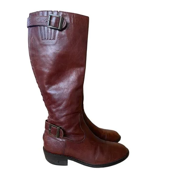 Vintage 70s Saks Fifth Avenue 6 Tall Leather Riding Boots Made in Italy Brown
