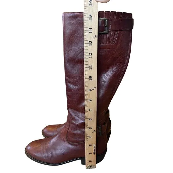 Vintage 70s Saks Fifth Avenue 6 Tall Leather Riding Boots Made in Italy Brown