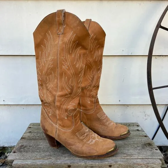 Vintage 80s Zodiac Tall Sueded Cowgirl Western Boots 9M