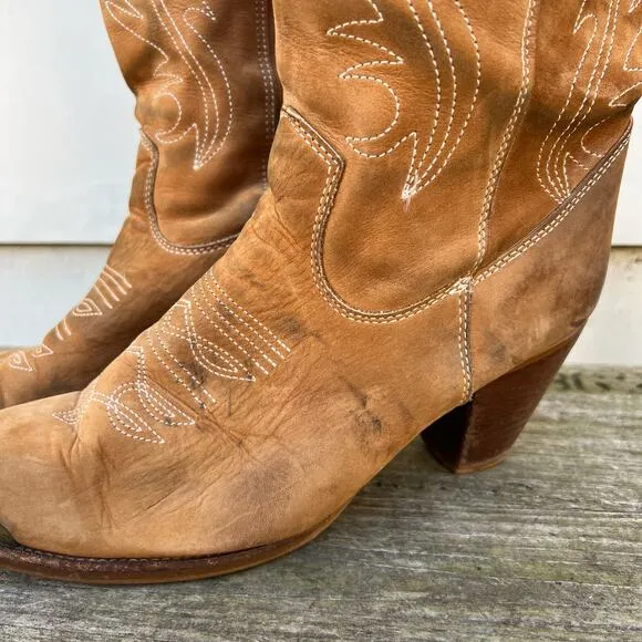 Vintage 80s Zodiac Tall Sueded Cowgirl Western Boots 9M