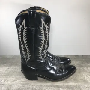 Vintage Abilene Leather Mens Western Cowboy Black Biker Riding Boots Size 10 D