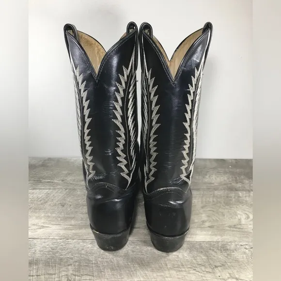 Vintage Abilene Leather Mens Western Cowboy Black Biker Riding Boots Size 10 D