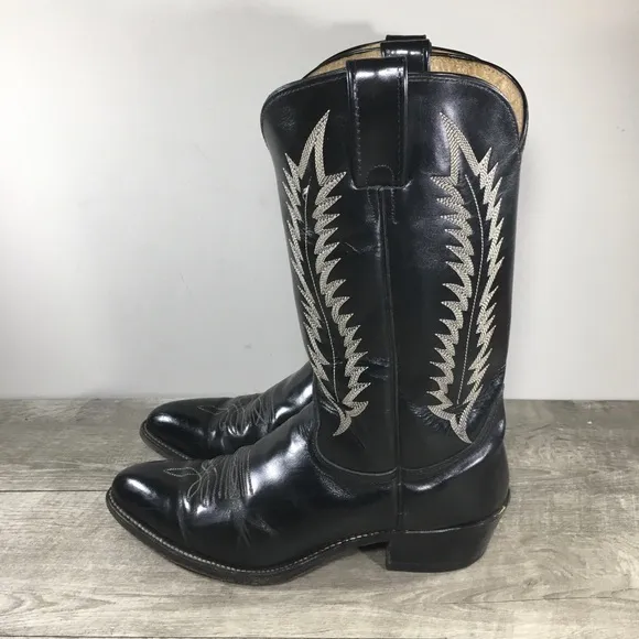 Vintage Abilene Leather Mens Western Cowboy Black Biker Riding Boots Size 10 D