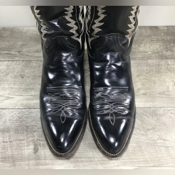 Vintage Abilene Leather Mens Western Cowboy Black Biker Riding Boots Size 10 D