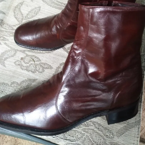 Vintage Beatle Ankle Boots Cognac Dingo Zip Short 11 D Like New