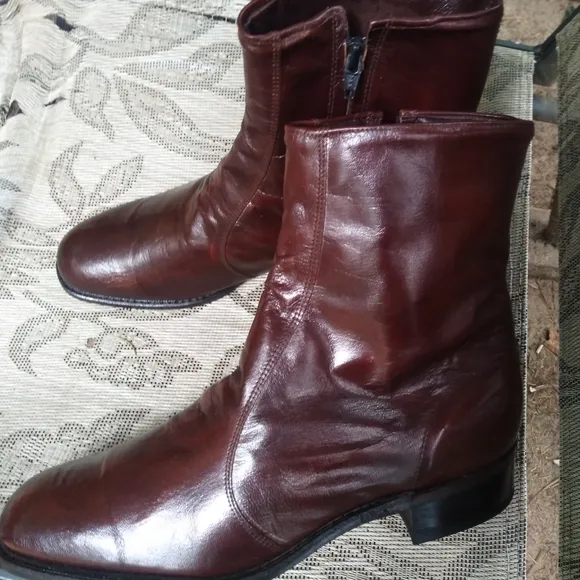 Vintage Beatle Ankle Boots Cognac Dingo Zip Short 11 D Like New