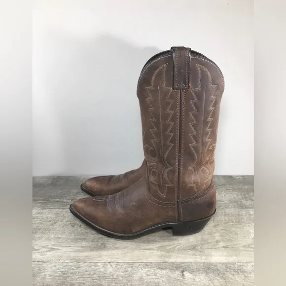 Vintage Code West Western Cowboy Distressed Leather Womens Pullon Boots Size 8