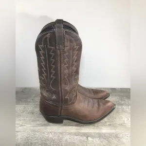 Vintage Code West Western Cowboy Distressed Leather Womens Pullon Boots Size 8