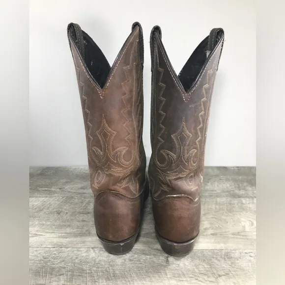 Vintage Code West Western Cowboy Distressed Leather Womens Pullon Boots Size 8