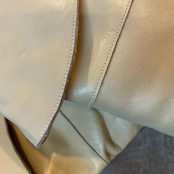 Vintage Dingo Beige Tall Leather Slouch Cuffed Boots Women’s Size 6 1/2