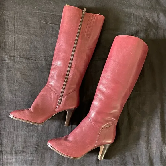 Vintage Etienne Aigner Burgundy Tall Boots Red